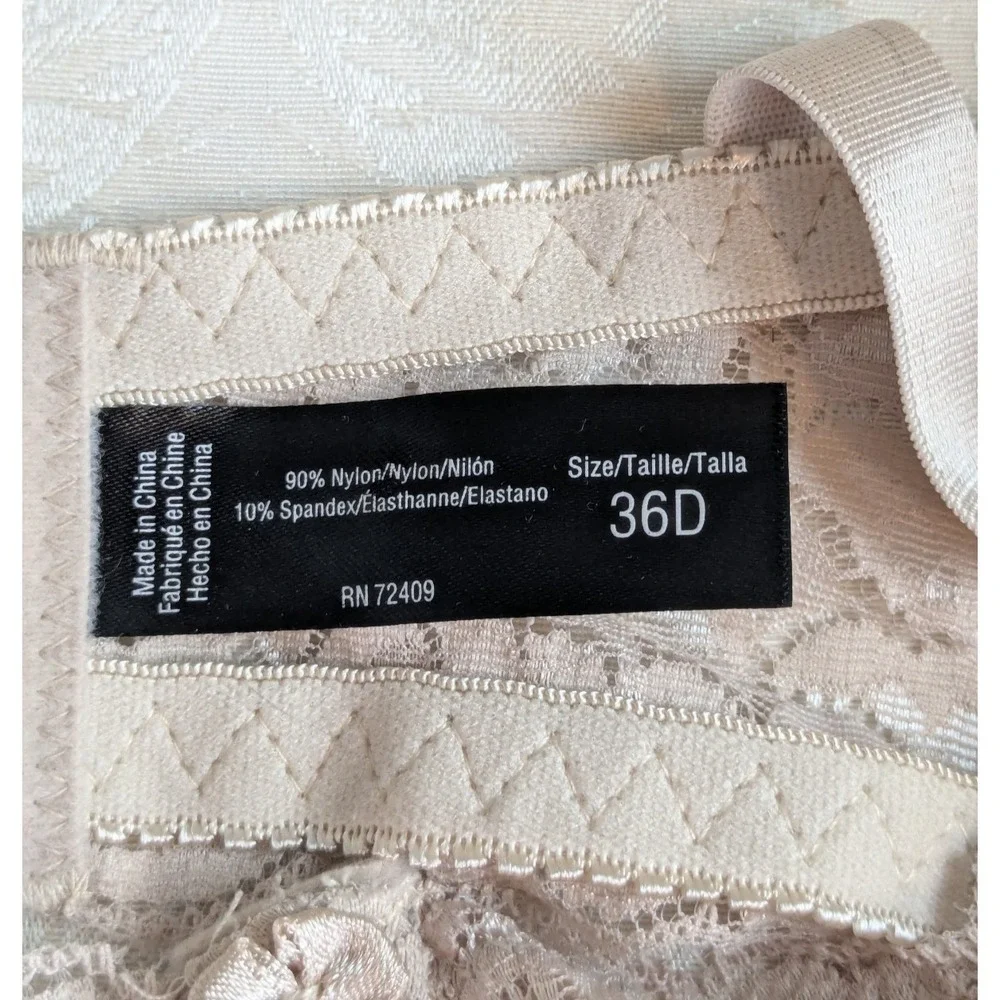 Rene Rofe Unpadded Underwire Stretch Lace Beige Bra 36D NWT - Picture 4 of 7